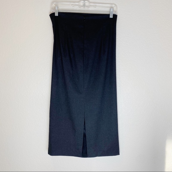 ZARA Ruched Side Charcoal Gray Midi Pencil Skirt Medium Classic Trendy - Picture 8 of 15